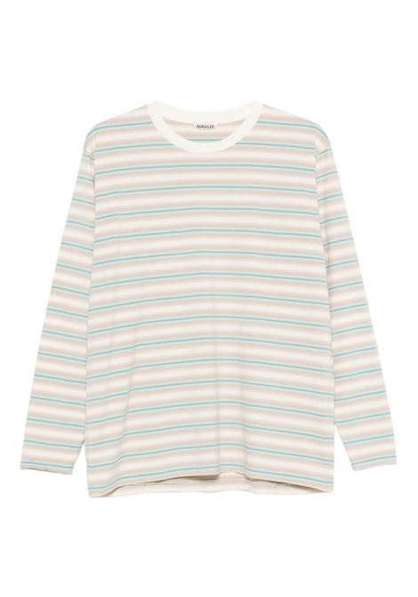 gradient stripe jersey l/s tee man blue stripe AURALEE | A25AP01GJFADE BLUE STRIPE
